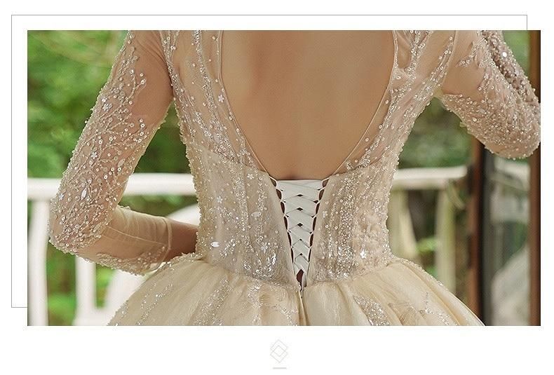 A-Line Luxury Appliques Beaded Wedding Gown