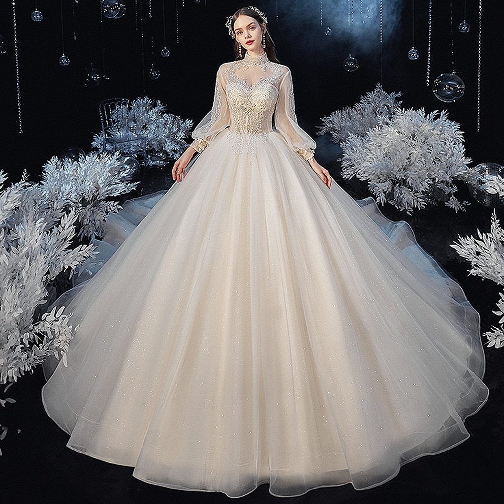 Luxury Princess Wedding Dress with Crystal Lace EDW112