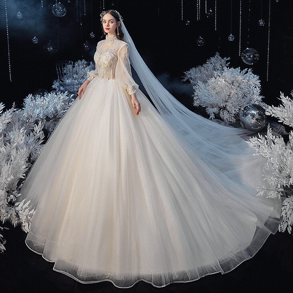 Luxury Princess Wedding Dress with Crystal Lace EDW112