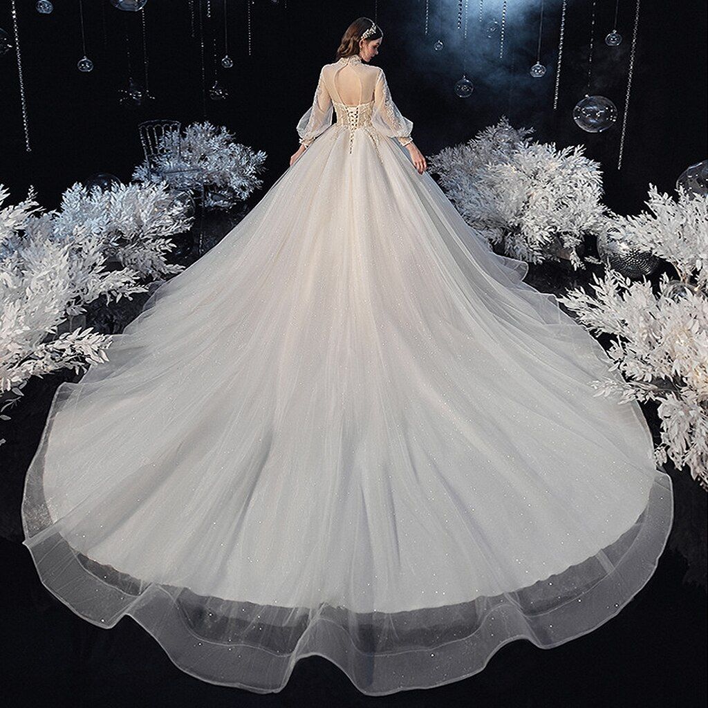 Luxury Princess Wedding Dress with Crystal Lace EDW112