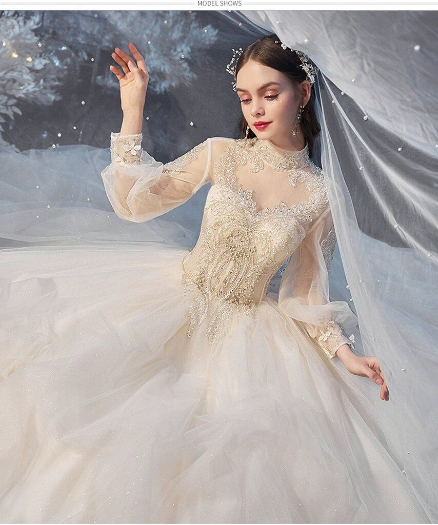 Luxury Princess Wedding Dress with Crystal Lace EDW112