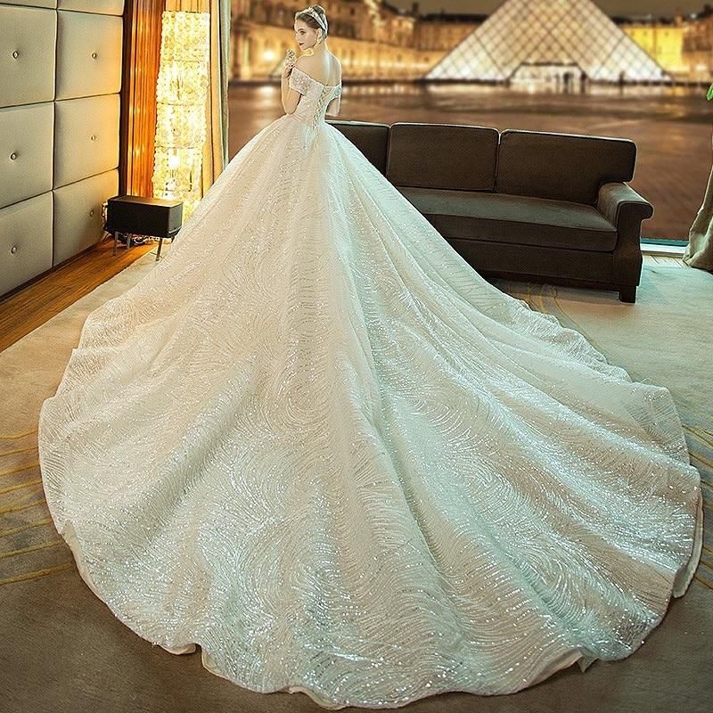 Gorgeous Shiny Wedding Dress Off the Shoulder Gown EDW110
