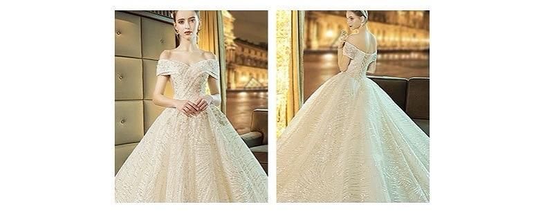 Gorgeous Shiny Wedding Dress Off the Shoulder Gown EDW110