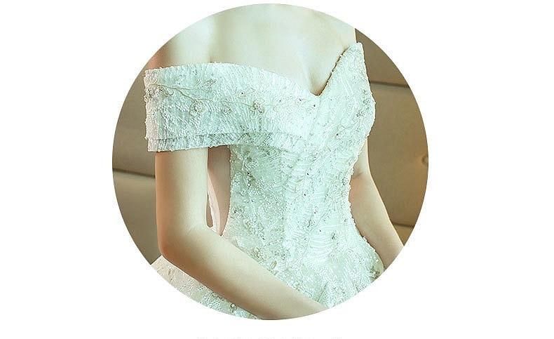 Gorgeous Shiny Wedding Dress Off the Shoulder Gown EDW110