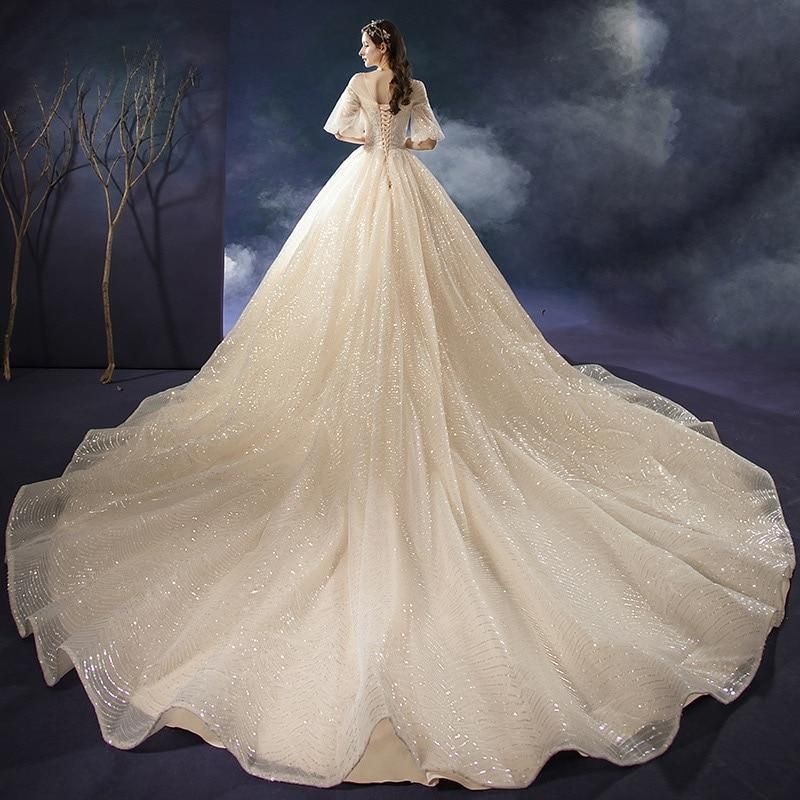 New Shiny Wedding Dress Luxury Beading Lace EDL458