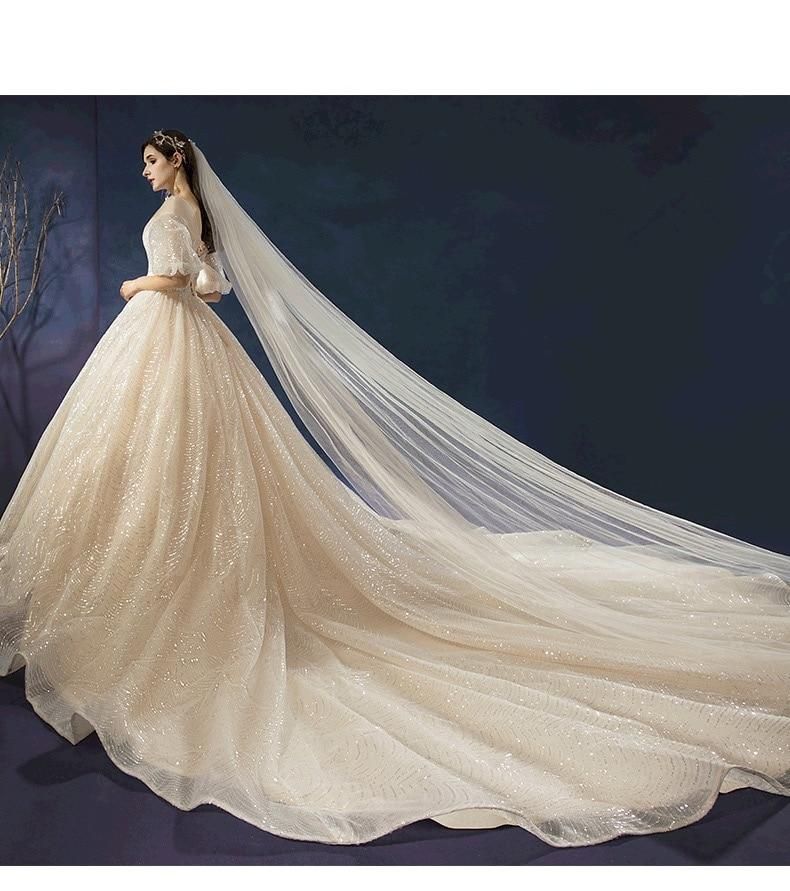 New Shiny Wedding Dress Luxury Beading Lace EDL458