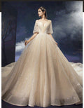 New Shiny Wedding Dress Luxury Beading Lace EDL458