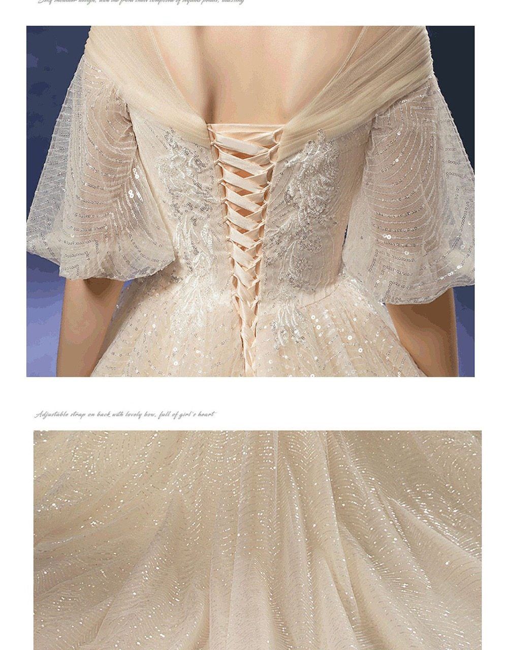 New Shiny Wedding Dress Luxury Beading Lace EDL458