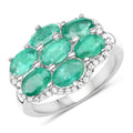 3.33 Carat Genuine Zambian Emerald and White Zircon .925 Sterling Silver Ring