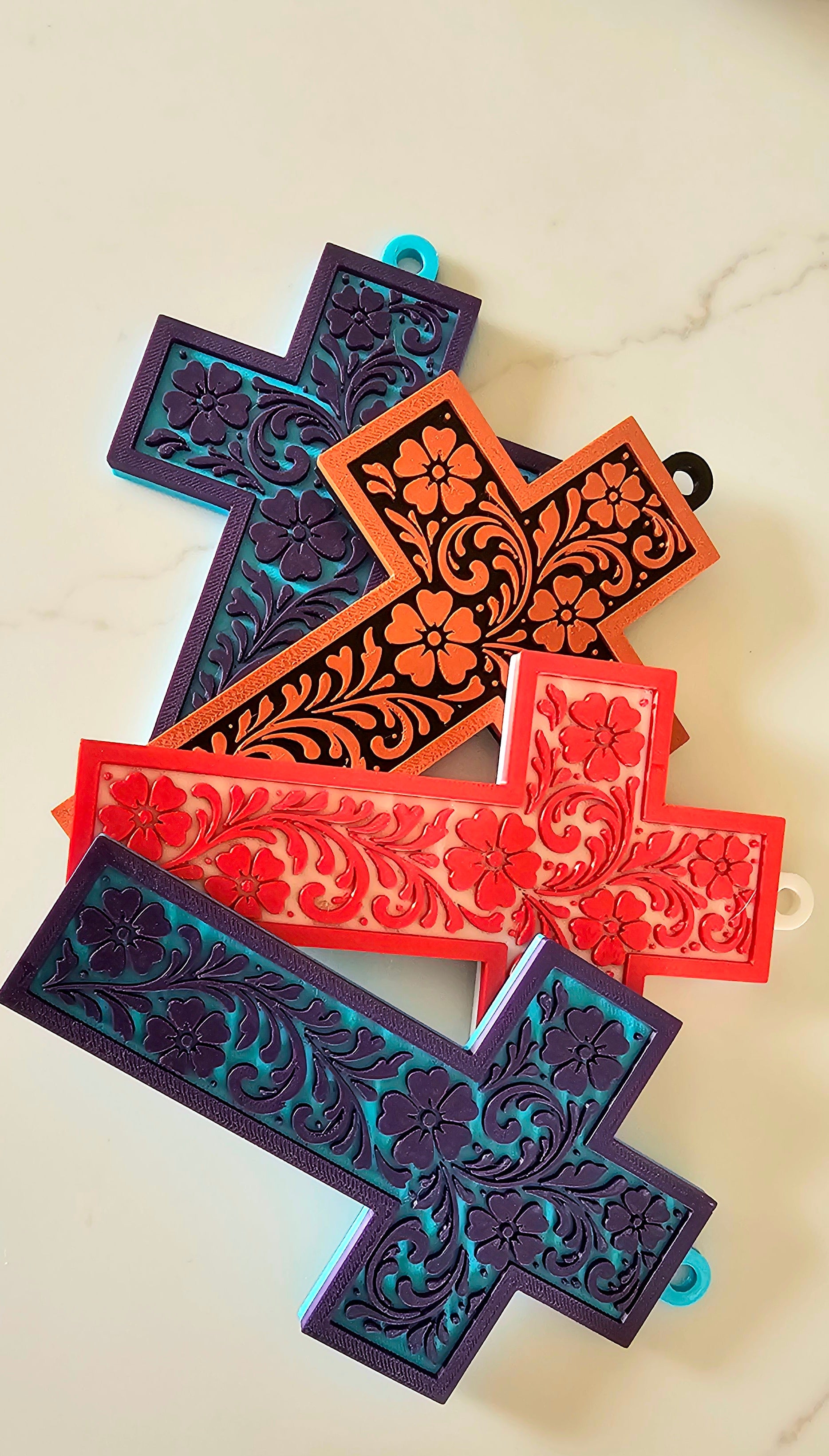 Baha Ranch 3D Faith Tooled Wall Cross or Keychain/Purse Charm Made in America