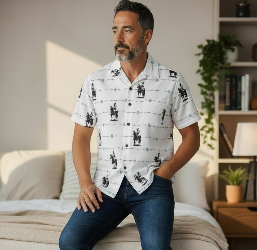 Baha Ranch Saddle Up Western Hawaiian Shirt Made in America