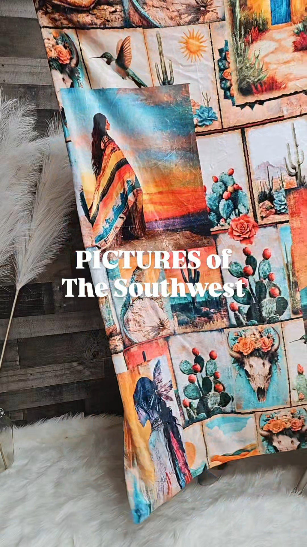 Baha Ranch Colores De Mexico Pictures of the Southwest 60" x 80" Throw Blanket Made In America