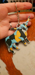 Baha Ranch 3D Print Turquoise Longhorn Made in America Keychain Magnet Purse Charm