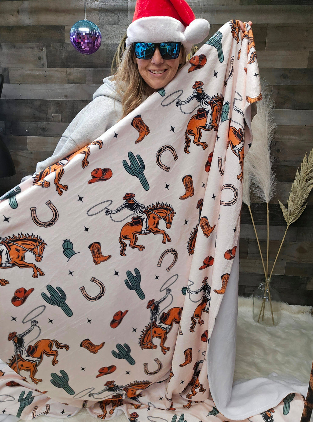 Baha Ranch Rodeo Cowboy Throw Blanket Ultra-Soft Micro Fleece Blanket 60" x 80" Made in America