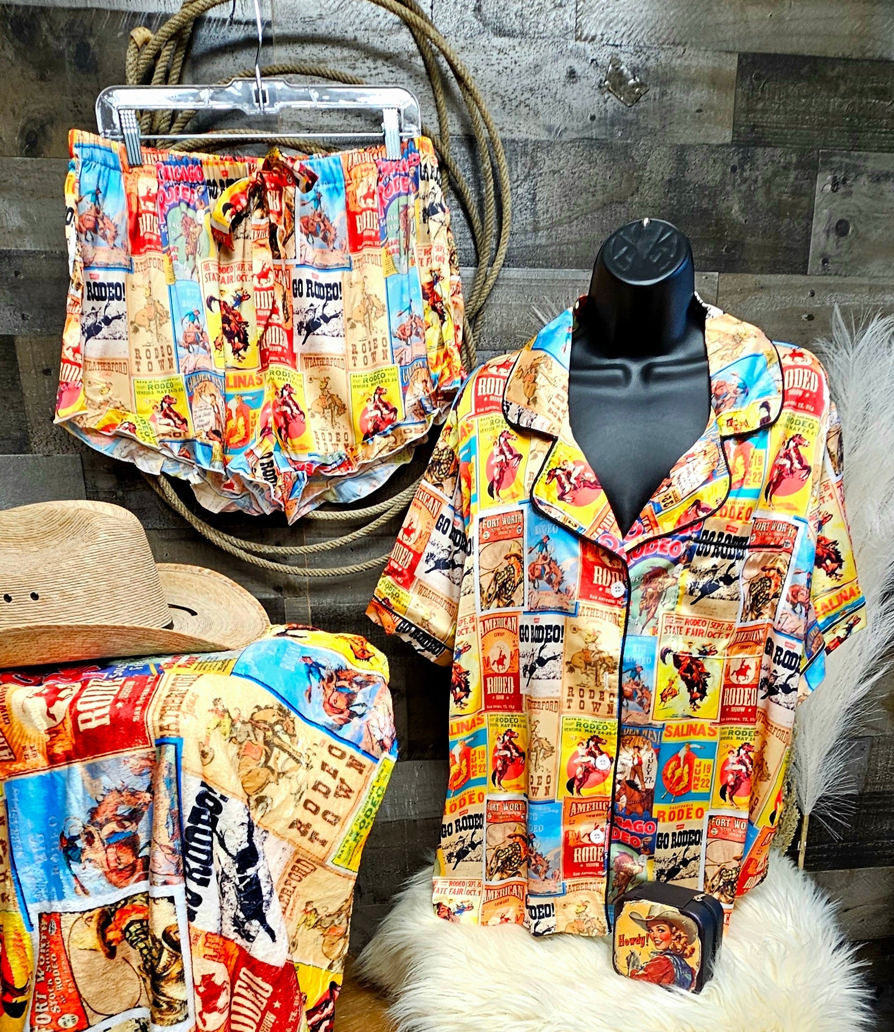 Baha Ranch Vintage Rodeo Poster Satin Pajama Set