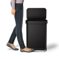 simplehuman 55-Liter Matte Black Indoor Kitchen Hinged Lid Trash Can