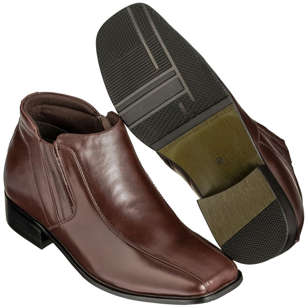 CALDEN Brown Leather Zipper Boots - 3.2 Inches - K99805-1
