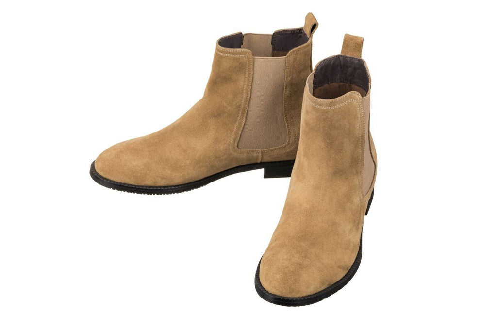 CALTO - K33091 - 2.9 Inches Taller (Khaki Brown) - Suede Chelsea Boot