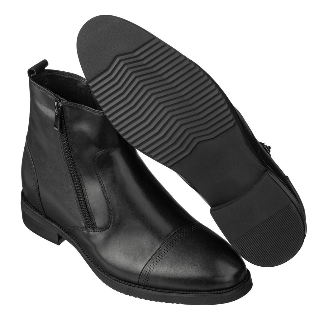 CALTO - S28001 - 3.2 Inches Taller (Black) - Lightweight - Zipper Boots