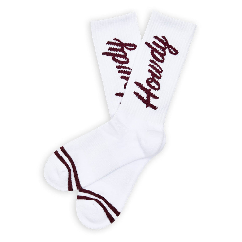 White Howdy Casual Crew Socks