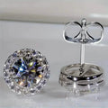 White Zirconia Round Stud Earrings