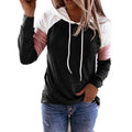 Winter Women’s Fashion Casual Sweatshirts Long Sleeve Hooded Pullover Loose Block Color Pockets Sweatshirts