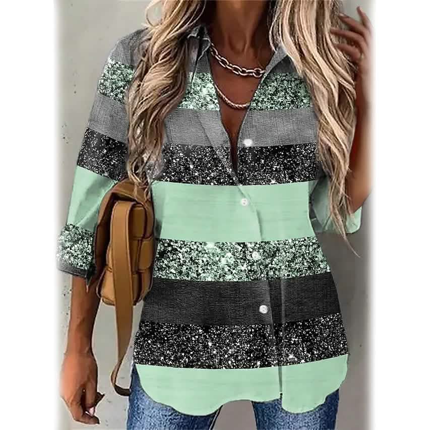 Women's Striped Casual Long Sleeve Shirt