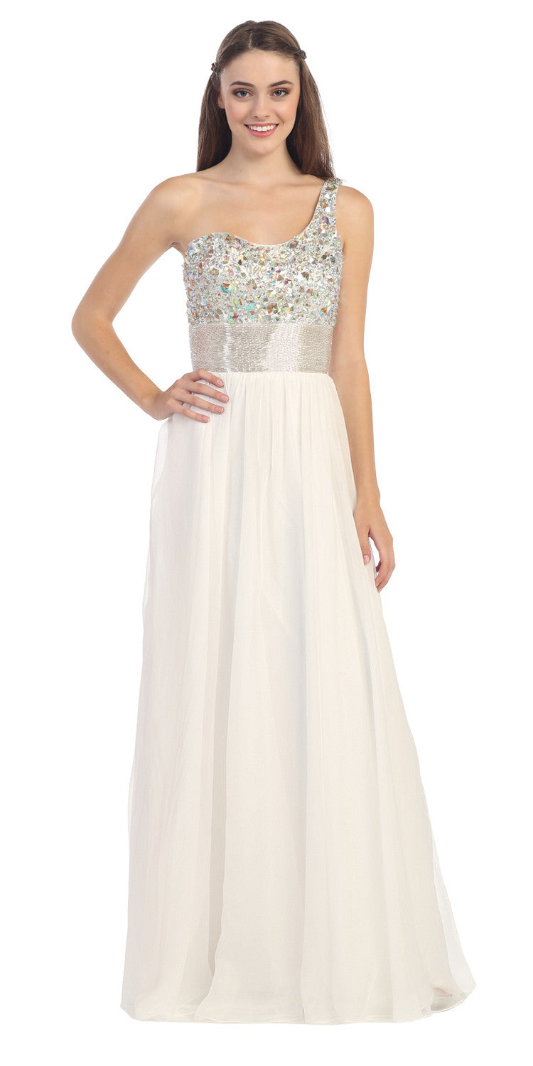 CLEARANCE - Eureka Fashion 2401 One Shoulder Corset A-Line Long Ball Gown (Size 2XL)